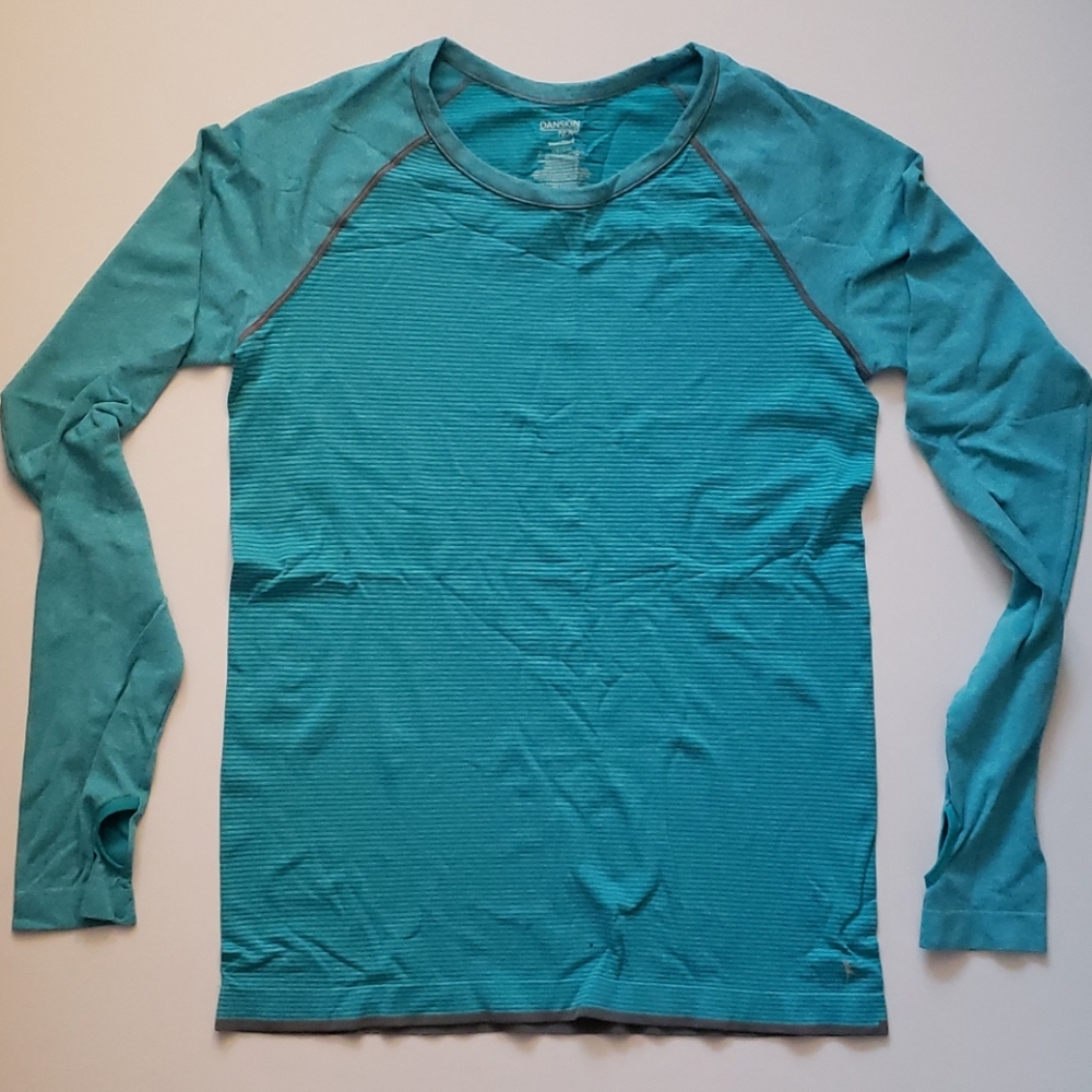 Danskin Now Turq Thin Stripe semi-fitted Shirt